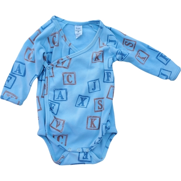 Kate Quinn Long-sleeve One-piece Kimono Bodysuit Green ABC Baby 6-12 Months - Picture 1 of 5